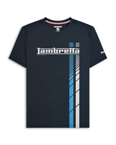 Image of Lambretta Mens Fade Racing Stripes Retro T-Shirt L Navy
