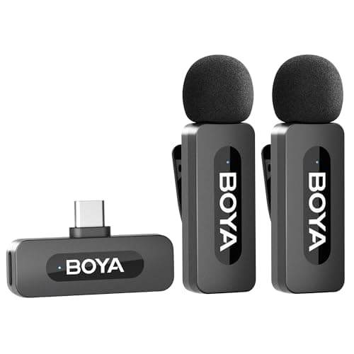 Image of BOYA BY-V20 Wireless Lavalier Microphone, Mini Lapel Mic with Noise Cancelling Compatibale with Android/Type-C, iPhone 15/16, Laptop for Youtube Speaking Podcast Facebook Vlogging Video Recording