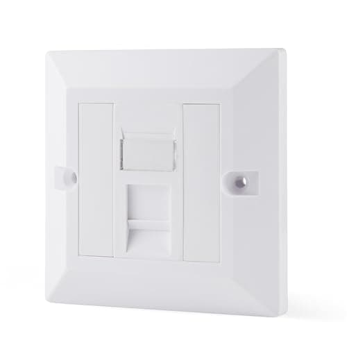 Image of rhinocables CAT6 Ethernet Faceplate | Single 1, Double 2 & Quad 4 RJ45 Gang Wall Sockets | CAT 6 Setup for Printers, VoIP, Phones & More | Network Expansion for Home or Business (1 Port,Pack of 1)