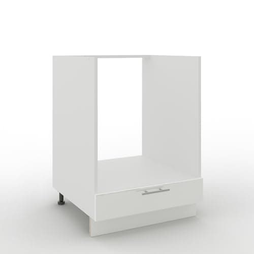 Image of JD Greta Adjustable Kitchen Base Unit - 600mm - Oven Base Cabinet with Drawer (No Worktop) - White Gloss