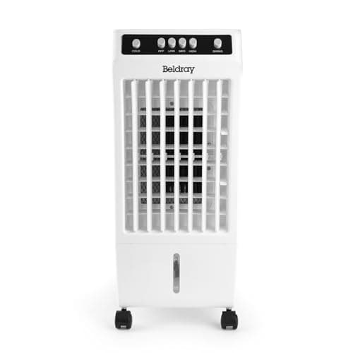 Image of Beldray Portable Air Cooler - 6L Cooling Fan, 3 Speeds, Swing Function, 2 Ice Packs Included for Cool Air Flow, Dual Fill Water Tank, Carry Handle, 360 ° Wheels, Ioniser