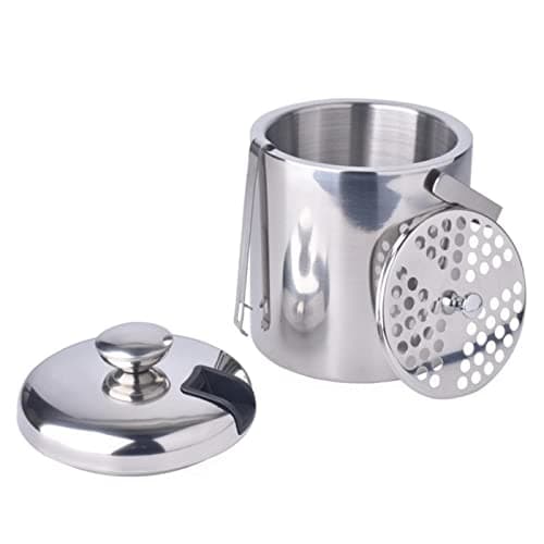 Image of Eidoct Stainless Steel Ice Bucket, Double-Layer Thermal Insulation Ice Bucket with Lid,Strainer and Ice Tong, Perfect for Home Bar, Restaurant, BBQ, Parties, Clubs (1.3L)