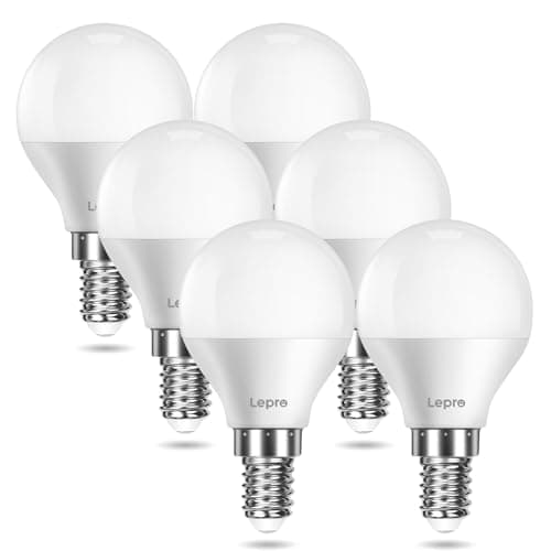 Image of Lepro E14 LED Light Bulb, Small Screw Light Bulb, 4.2W 470lm, 40W Equivalent, Warm White 2700K E14 Golf Ball Bulb, Energy Saving P45 SES Golfball Bulb, 220-240V, Non-Dimmable, Pack of 6