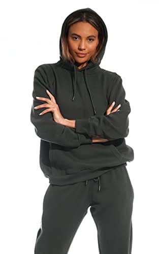 Image of Light & Shade Women’s Fleece Pullover Hoodie with Pocket Soft Hooded Sweatshirt with Drawstring Casual Lounge & Gym Wear (Charcoal, M)