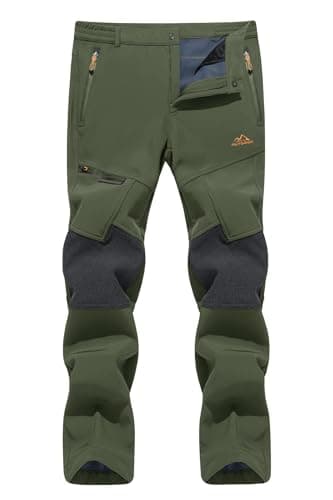 Image of TACVASEN Mens Hiking Trousers Warm Fleece Waterproof Trousers Quick Dry Winter Walking Pants for Outdoor Casual Army Green,34