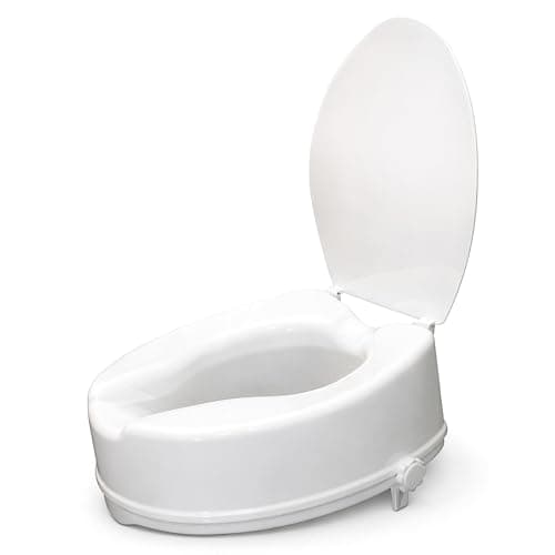 Image of Aidapt Raised Toilet Seat.Elevated Seat Riser for Elderly,with or Without Lid, 2”,4” or 6” in Height.Post Surgery Recovery,Easy to Fit,Secure,Disability,Mobility,Hip Surgery,190kg Weight Limit