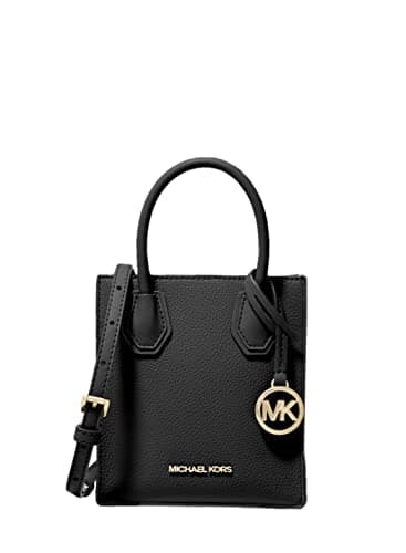 Image of Michael Kors Mercer Extra-Small Pebbled Leather Crossbody Bag (Black)