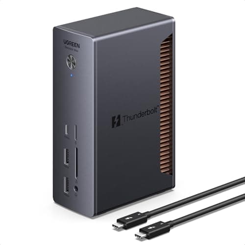 Image of UGREEN Revodok Max Thunderbolt 5 Dock, 13 Ports TB5 Docking Station, Dual 8K@60Hz Display, 140W Charging, 4x TB5 120Gbps Max Transfer, 312MB/s UHS-II SD/TF 4.0, 2.5GbE for Thunderbolt 5/4 Laptops