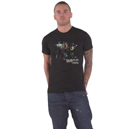 Image of The Beatles T Shirt Hey Jude Live on Stage Band Logo Official Mens Black S