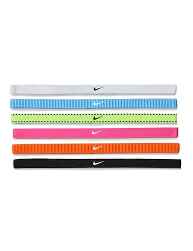 Image of Nike Kids Flex Classic Headbands 6 Pack Headbands Running Training Sports Hairband Set, Volt/Vivid Pink/White, One Size
