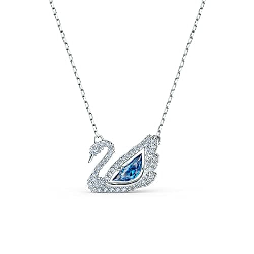 Image of Swarovski Dancing Swan necklace, Swan, Blue, Rhodium plated