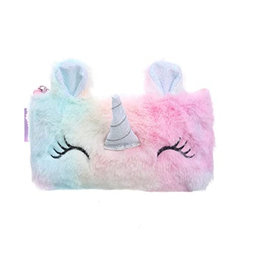 Image of QCVENL 1 Pcs Unicorn Pencil Case Plush Unicorn Pouch Cute Makeup Bag Cosmetic Pouch Bag Large Stationery Pouch for Girl Child School Home Use