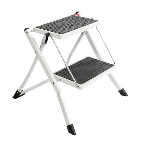 Image of Oypla Foldable 2 Step Ladder Stepladder Non Slip Tread Safety Steel Portable Step Stool