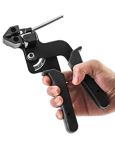 Image of QWORK® Cable Tie Gun, Stainless Steel Cable Tie Tool Metal Zip Tie Tightener, Tensioning and Cutting Tool for Stainless Steel Cable Ties