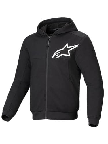 Image of Alpinestars Chrome v2 Sport Hoodie, Reinforced Motorcycle Riding Jacket with CE-Certified Armor & Urban Styling, Black/White, XXL