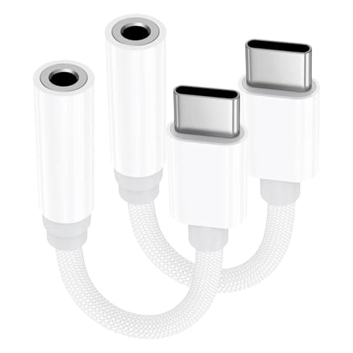 Image of Apple MFi Certified 2 Pack USB C to 3.5mm Jack Adapter, Type C to 3.5mm Headphone Aux Digital Audio Earphone Adaptor for iPhone 17 16 15 Samsung Galaxy Pixel, iPad (White)