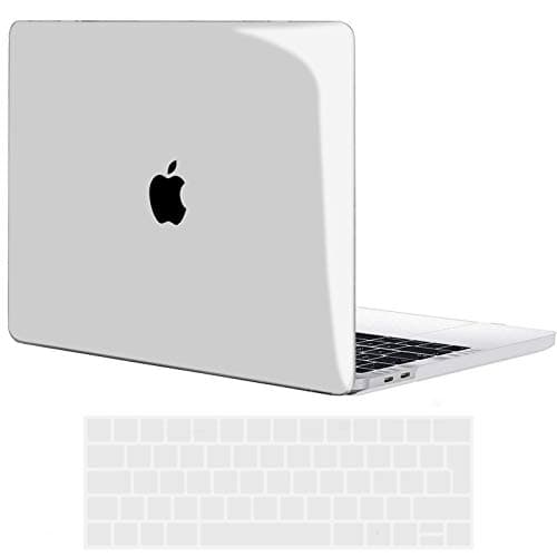 Image of TECOOL Case compatible with MacBook Pro 15 inch 2019 2018 2017 2016 (A1990 A1707) with Touch Bar, Plastic Snap On Hard Shell Cover & UK EU Keyboard Protector, Clear Transparent (Glossy)