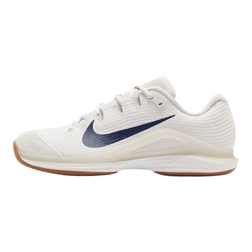 Image of Nike Vapor 12 Men's Hard Court Tennis Shoes (FV5552-100, Summit White/Phantom/Gum Medium Brown/Binary Blue), Summit White/Phantom/Gum Medium Brown/Binary Blue, 6 UK