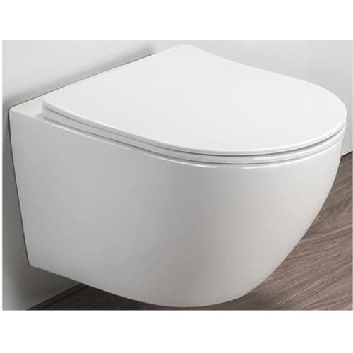 Image of Milano Attingham White Ceramic Wall Hung Toilet WC Pan Soft Close Seat