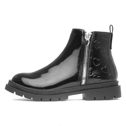 Image of Walkright Carla Girls Black Zip Patent Heart Boot - Size 11 Child UK - Black
