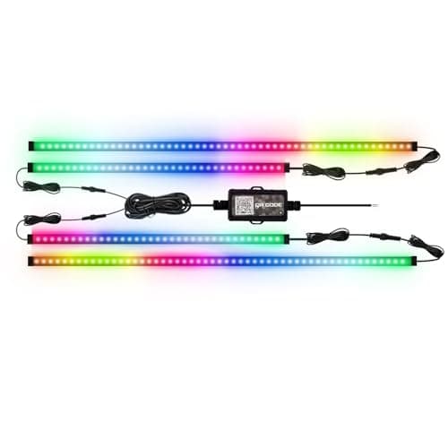 Image of Exterior Car Underglow LED Strip Lights, 4Pcs Dream Color Chasing Neon Accent Lights Kit, 16 Million Colors Waterproof Sound Actived Underbody System Lights, Bluetooth APP Control, DC 12V