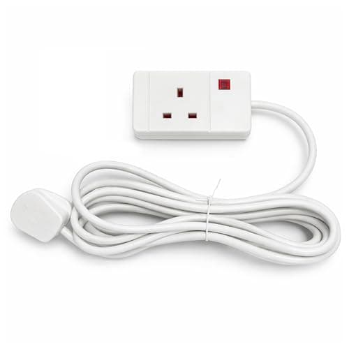 Image of STATUS 1 Socket Extension Lead with Neon Indicator, 5m Cable 13A White Power Extension (1WS5MCP10)
