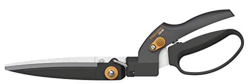 Image of Fiskars SmartFit Grass Shears GS40, 180° Adjustable Cutting Angle, Length: 35,5cm, Steel Blade/Plastic Handle, Black, 1023632, Orange/Grey