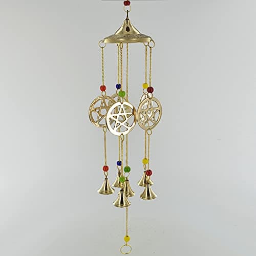 Image of Prezents.com Pentagram Brass Windchime Home Decor Garden Bells Ornament Suncatcher Outdoor H38cm