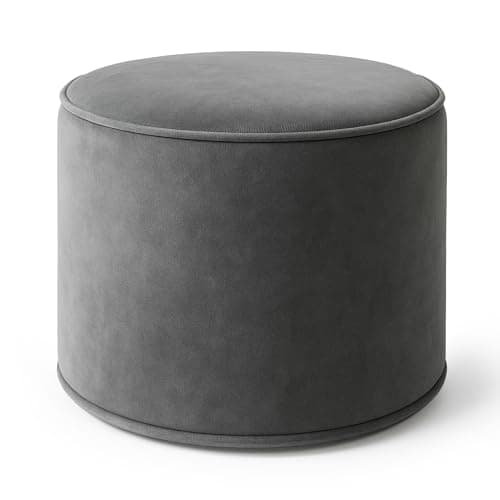 Image of Luxury Velvet Footstool Bean Bags | Round Ottoman Footrest for Living Room & Bedroom | Modern Stylish & Durable Ergonomic Design | 40x40cm Comfy Pouffe (Grey)