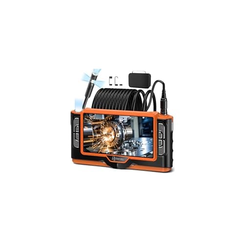 Image of Ferdiiz Triple Lens Endoscope Inspection Camera, 7-inch IPS Screen Borescope, 1920P HD Drain Inspection Camera, IP68 Waterproof, 8+2 Adjustable LEDs, Automotive/Plumbing/Mechanical Repair(16.4FT/5M)