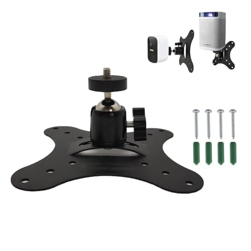 Image of Vertically Mounted Projector Bracket - Universal Wall & Ceiling Mount with 1/4" Screw | Mini Camera Bracket (2.36in) - Heavy-Duty, 360° Rotatable & 90° Tilt for Projectors, Cameras, DLP Devices
