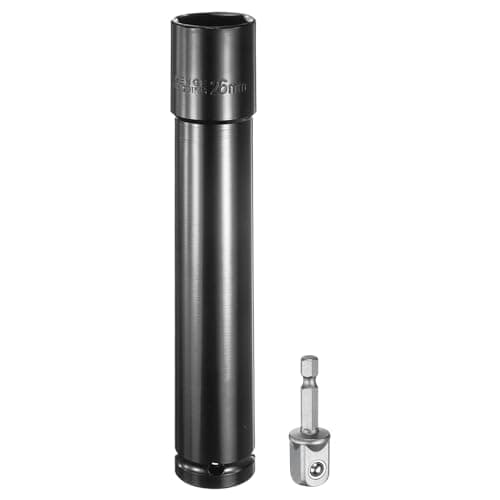Image of sourcing map Deep 6-Point Impact Socket 1/2" Drive 26mm Metric Socket 8" Length with 1/4" Hex Shank Adapter, CR-V Steel Socket Adapter Accessory Tool Set Kit for Hex Bolts Nuts
