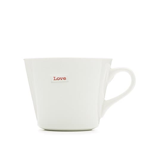 Image of Keith Brymer Jones - Word Range - Standard Ceramic White Mug - Love (red) - 350ml - Gift Boxed