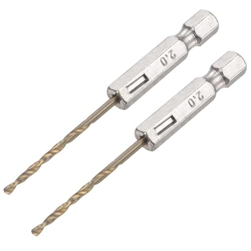 Image of TA-VIGOR 2Pcs 2mm Hex Shank Twist Drill Bit Set, 1/4 Inch Shank HSS High Speed Steel Drill Bit Set Quick Change Twist Drill Bits for Woodworking, Plastic and Metal