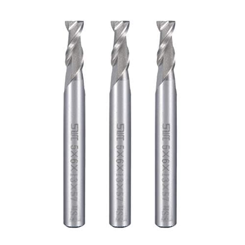 Image of sourcingmap 3pcs 6mm Shank 5mm x 13mm Straight Flat Nose End Mill Cutter CNC Router Bits 2 Flute