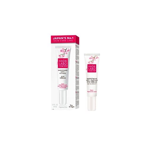 Image of Hada Labo Tokyo - Super Hyaluronic Acid Smoothing Anti Fatigue Eye Cream Day and Night, with Silk Tree Extract & Caffeine, for Age 18-39, 15 ml Tube (Pack of 1)
