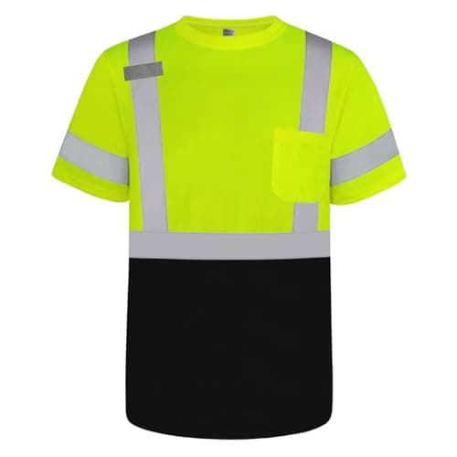 Image of Graunton Hi Vis T Shirt Short Sleeve High Vis T Shirt for Men Women, Reflective Safety Shirts for Men Construction, Security Guard, Durable & Breathable, Yellow Black, XL.