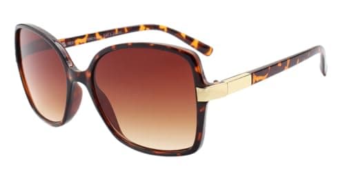 Image of I-Sential Reading Sunglasses Womens Demi Brown Square Frame Gradient Lens Gold Trim Case & Cloth UV400 Protection Tinted Sun Readers Glasses 1.75 | EW627