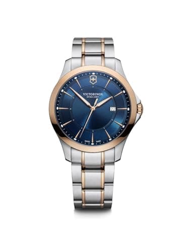 Image of Victorinox Men’s Watch Alliance Ø 40 mm, Swiss Made, Analogue Quartz, Water-Resistant up to 100 m, Sapphire Glass, Stainless Steel Strap, Blue/Rosé Gold/Silver