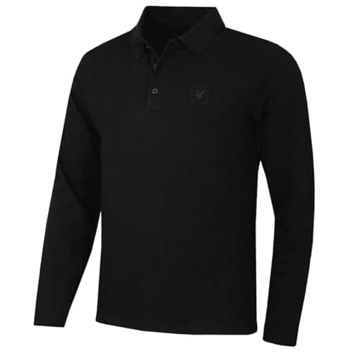 Image of Lyle & Scott Mens Supima Long Sleeve Cotton Polo Shirt - Jet Black - M