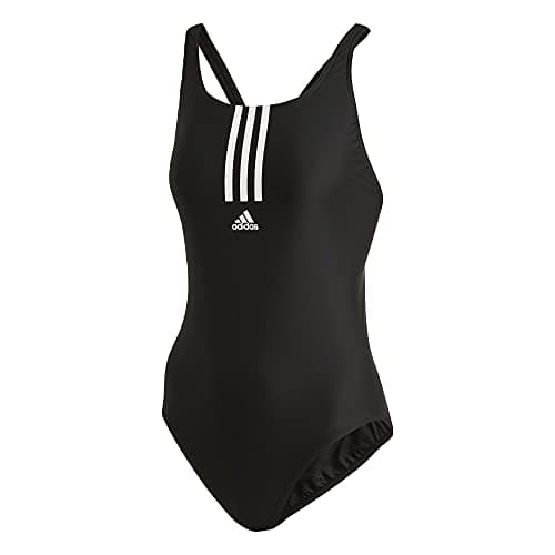 Image of adidas Women's SH3.RO Mid 3-Stripes Swimsuit Black/Onix 22
