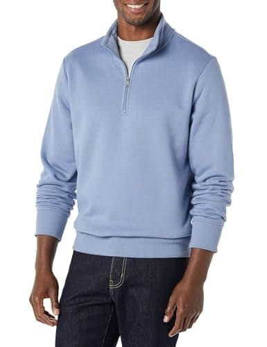 Image of Amazon Essentials Men's Regular Fit Long-Sleeve Quarter-Zip Casual Smart Pullover Fleece Sweatshirt, Slate Blue, L