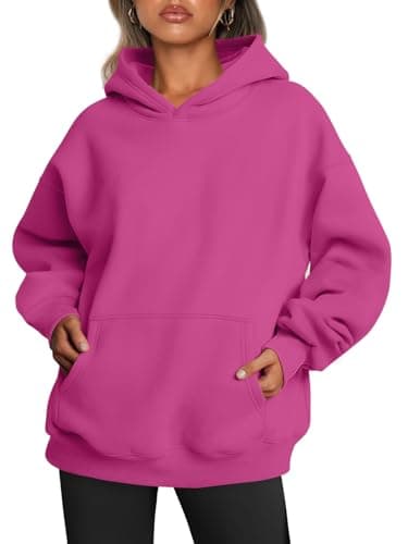 Image of Trendy Queen Womens Oversized Hoodies Fleece Sweatshirts Long Sleeve Sweaters Pullover Fall Outfits with Pocket, Hot Pink, S