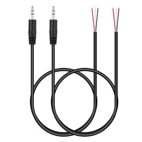 Image of PATIKIL 3.3FT 3.5mm 1/7" Male Jack to Bare Wire Open End, 2PCS TRS 3 Pole Stereo Plug Audio Cable for Speaker Headphone Headset Earphone Electric Guitar Bass Keyboard Amplifier, 3 Colors