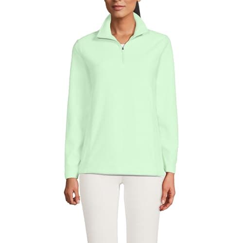 Image of Lands' End - Women’s Anyweather Green Fleece Half Zip Top - Size M - Lightweight Quick-Dry Layer - Easy-Care Warmth and Soft Fleece Comfort - Women's Clothing, Ladies Jumper