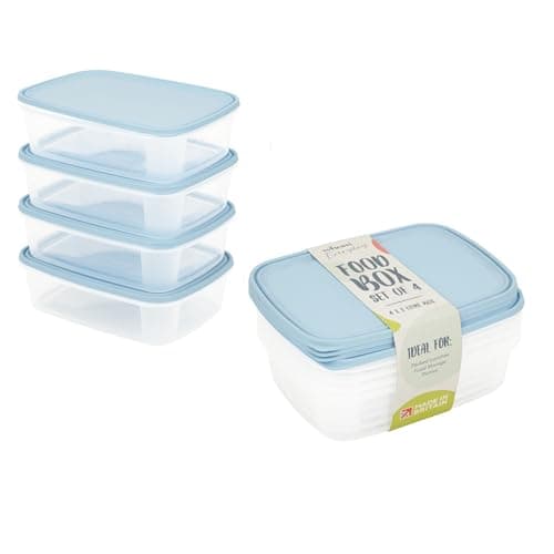 Image of Wham Cuisine Clear Everyday Set of 4 Food Storage Box Containers with Lids - 1 L