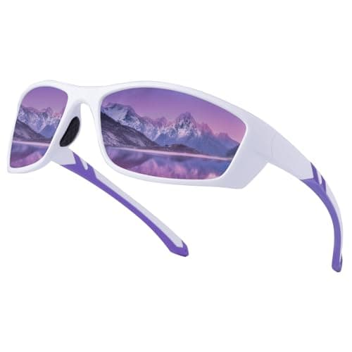 Image of SKYWAY Polarized Wrap Around Sport Sunglasses for Women Men UV Protection Baseball Softball Running Driving Fishing Cycling Glasses,Purple