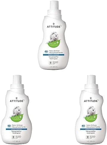 Image of ATTITUDE Fabric Softener, Plant and Mineral-Based Ingredients, Vegan Cleaning and Household Products, Wildflowers, 40 Loads, 1 Litre (Pack of 3)