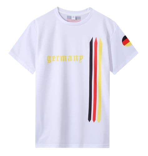 Image of Germany Football Jerseys for Men Sports Training Jerseys Tops Flag Team Fans Football T-Shirts White L