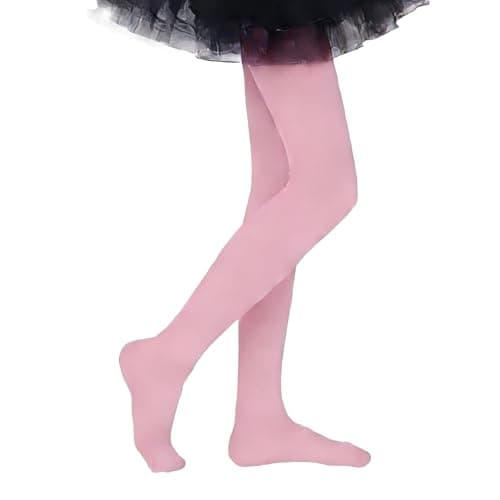 Image of XIYEZDM Dance Tights Girls School Ballet Tight Student Microfiber Footed Kids Ultra Stretchy Soft Training Pantyhose Schoolwearwear Age 4-13(Pink, 8-10 Years)